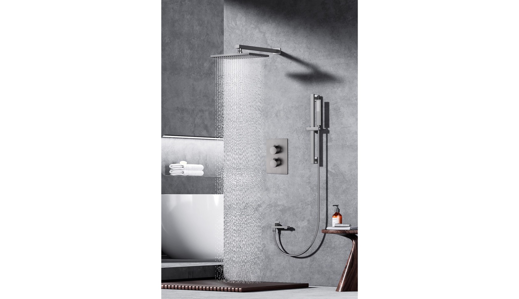 Rainfall Shower System with 1 Full Body Jet 2 Mode Shower Faucet Set with Rain Shower Head andHandhe