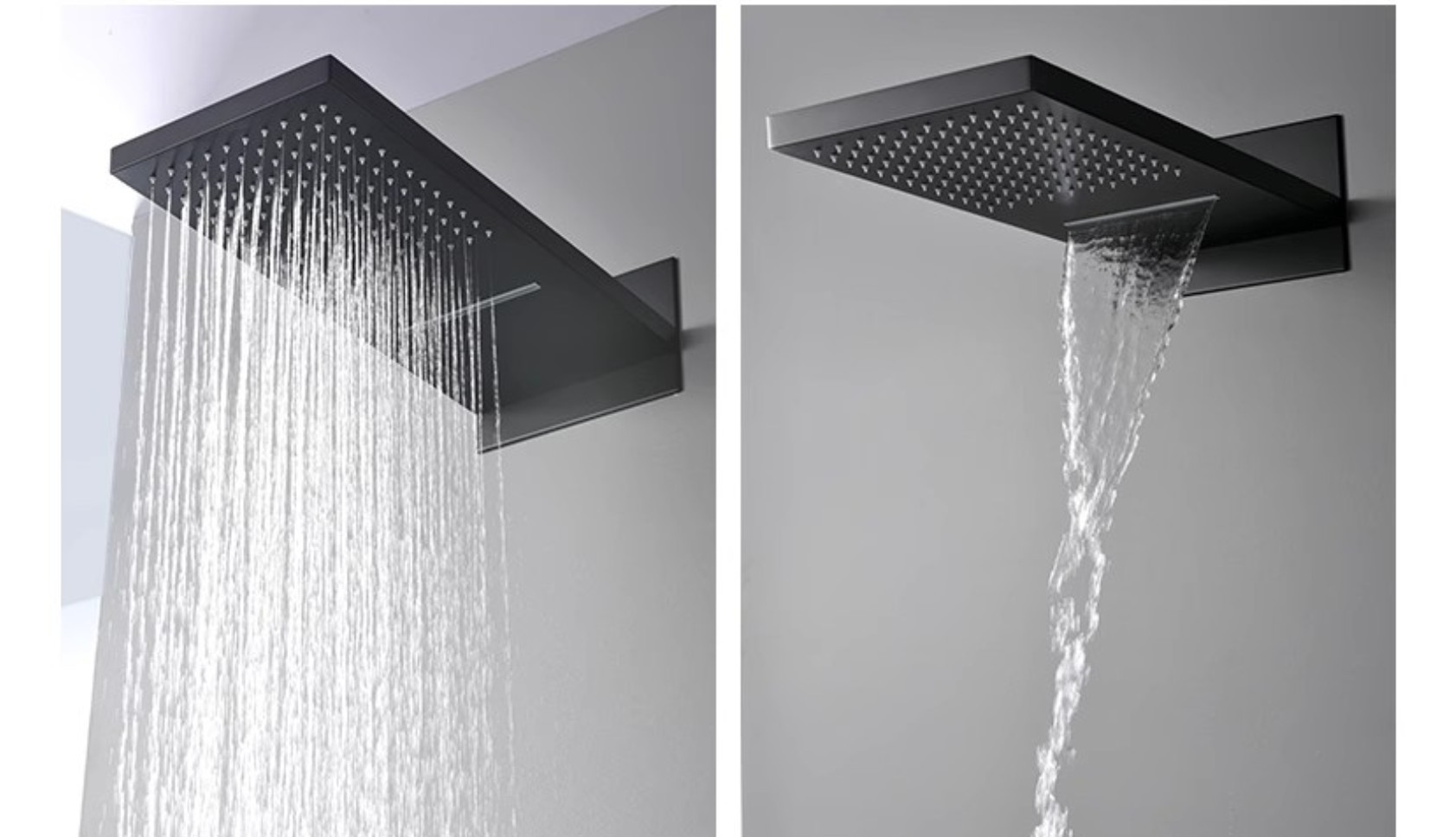 Luxury Black Stainless Steel Shower System - Wall-Mounted, Hot & Cold Water With Handheld Spray