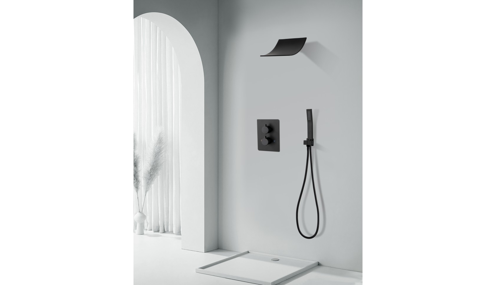 Shower Panel with Handheld Shower Matte Black Stainless Steel Shower Tower Panel System